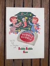 Vintage Fleer Dubble Bubble Budweiser Clydesdales Christmas Print Ad 2 Sided Mod picture