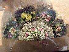 1905 The Rose Calendar German Die Cut Folding Fan Chromolithograph Antique picture