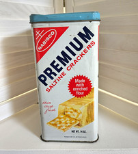 **Vintage Nabisco Premium Saltine Crackers Tin 14 oz – Retro Advertising picture
