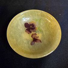 Vintage Alabaster Hand Carved Trinket Dish Bowl Made In Italy picture