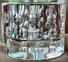 2 Signed Oleg Cassini Crystal Pillar Votive Candle Holders Faceted Dots Dimpled picture