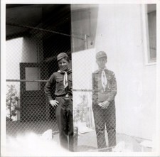 Boy Scouts Double Exposure Photograph 1950s Uniform Chain-Link Americana picture