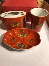 Vintage Seymour Mann China 3 Pc Bathroom Set “Persian Hunts Circa”1642. A picture