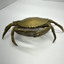 Vintage Brass Crab Lift Top & Cigarette Ashtray Antique Decor Rare picture