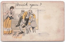Antique 1908 Drunk Again? Comic Postcard Canton OH Postmark Expressman picture