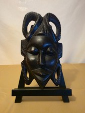 10 inch African tribal hand carved wooden mask picture