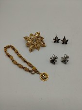 Lot Of Vintage OES Eastern Star Jewelry Brooch Pin Bracelet Screw Back Earrings picture
