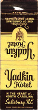 Yadkin Hotel Salisbury NC Vintage Matchbook Cover 1960s picture