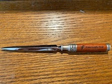 Vintage Community First Bank Fargo ND 2000 Wood & Scrolled Letter Opener, NOS picture