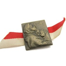 Vintage 1951 Le Repuis Grandson Swiss Pin Badge Madonna Child Bronze Tone Medal picture