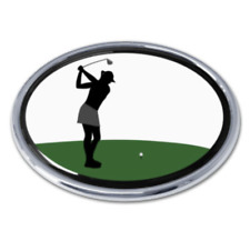 golf swing female chrome auto emblem decal usa made picture