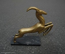 Vintage Brass Leaping Gazelle Antelope Sculpture Black Marble Base Art Deco MCM picture