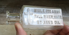 1890s HUILE STE ANNE FALL RIVER,MASS ST.ANN'S OIL RARE HOLY WATER BOTTLE picture