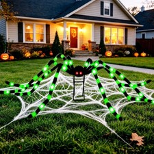 6.6 FT Wide Halloween Giant Spider with 36 LED Lights - Spooky Yard Decoration picture