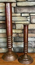 HUGE Vtg Rose Ann Hall Designs Hand Hammered Solid Copper Vases / Candle Holders picture