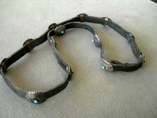 Southwestern Turquoise Sunburst Design Concho Black Leather Hat Band 13 pieces picture