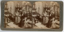 Why doesn't he go ? Pastor Visit , Victorian Room Vintage Photo Stereoview 1906 picture