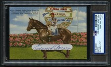 Eddie Arcaro signed autograph 3x5 Jockey Custom Cut PSA Slabbed picture