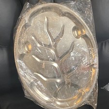Vintage Gemco Sheffield Designs Tree Life Oval Metal Serving Tray Hong Kong 18