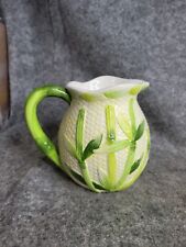 Vintage Ceramic Porcelain Water Pitcher Planter Floral Vase Corm Stalks Decor picture