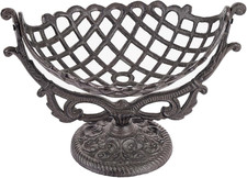 Rustic Vintage Cast Iron Fruit Basket Bowl - Heavy-Duty Kitchen Decor picture