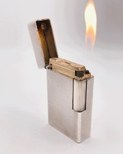 S.T. DUPONT Vintage WORKING L1 BR Large Lighter Silver Clos Paris Hobnail 1970's picture