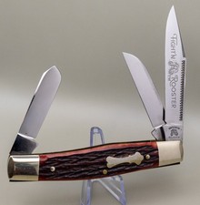 Vintage Fight'N Rooster Stockman 3 Blade Red Jigged Bone Frank Buster Solingen picture