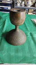 Vintage Early 20th Century Bronze / Brass Convertible Candlesticks W/ Fish Scale picture