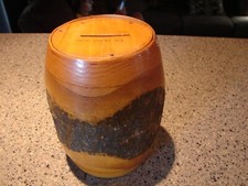 Vintage Handmade Wooden Barrel Still Bank Souvenir Great Smokey Mountains Nice  picture