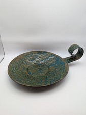 Vintage MCM Hanova of Pasadena Brutalist Enameled Chamberstick Candleholder picture