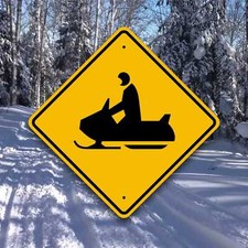 Snowmobile Crossing Sign - Trail Marker - Ski Doo Roadway Plaque - Winter Fun picture
