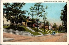 Sharon PA South Irvine Avenue 1924 Vintage Car Street Scene Postcard picture