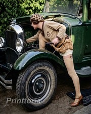 1920s VINTAGE CAR ❤️ Flapper Girl Vintage Antique Auto Photography - 8x10 Photo picture