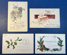 Mixture 4 New Year Antique Postcards, UND backs. 1 GLITTER. 1905-1906 era. picture