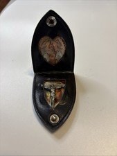 Vintage Apostleship of Prayer Sick Call Set Sacred Heart Crucifix Leather Case picture