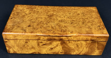 Vintage Burl Wood Keepsake Hinged Lid Jewelry Trinket Storage Box picture