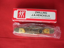 J A HENCKELS GERMANY HK-3 HS 3 BLADE STOCKMAN STAG HANDLES KNIFE picture