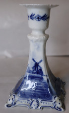 Vintage Delft style Candlestick Holder Windmill Holland Porcelain Hand Painted picture
