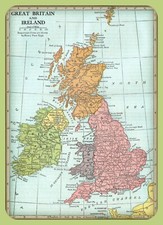 Vintage MAP of ENGLAND IRELAND SCOTLAND from 1938 - 5 x 7 inch Photo Print picture