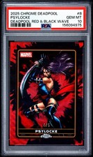 2025 Topps Chrome Deadpool Psylocke #8 Red Wave Refractor /5 PSA 10 Pop 1 picture