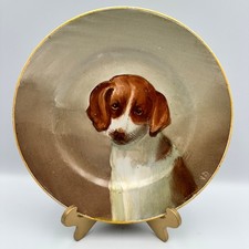 Antique Creil Montereau Terre de Fer Hand Painted Dog Plate France 19th C (2) picture