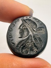 Antique Old Sassan Roman King Face Seal Intaglio Stamp Bead picture