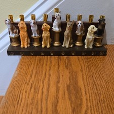 Dog Figurine Resin Hanukkah menorah, Rectangle Base picture