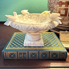Large vintage hand carved Alabaster bird bath - made in Italy, with 4 birds picture