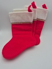 Set of 3 Vintage Red Felt Christmas Stockings - 14