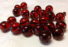 Vintage Transluscent Cherry  Round Amber Fraturan Bakelite  Beads  92.8 Grams picture