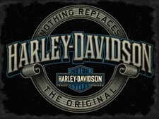 HARLEY DAVIDSON NOTHING REPLACES THE ORIGINAL HEAVY DUTY USA MADE METAL ADV SIGN picture