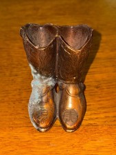 Vintage San Jacinto Monument Texas Cowboy Boot Souvenir Metal Holder 3