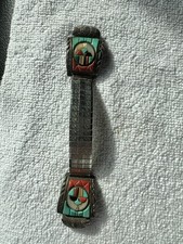 Vintage Zuni Multi-Stone Sunface Inlay Watch Tips Sterling Silver Signed VM picture