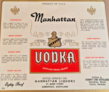 Manhattan Vodka label Manhattan Liquors Annapolis Maryland  picture